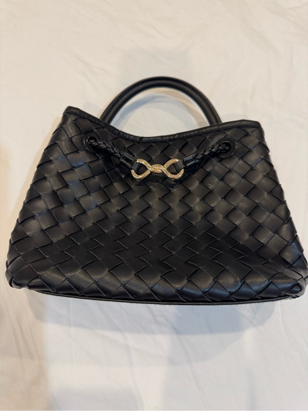 a new day Black Woven Satchel with Gold Accent